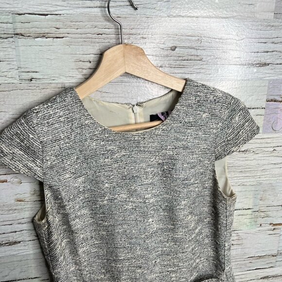J. CREW Belted Dress Black  White Tweed gray size 0 - Picture 4 of 9